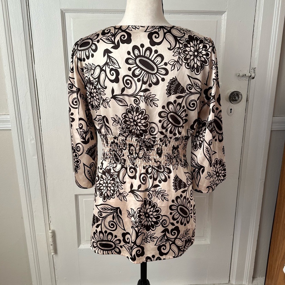 3/$20 💥 Metrocity Floral Print Women's Babydoll Top Satin Crochet Y2K Fairy Boho - Picture 13 of 15